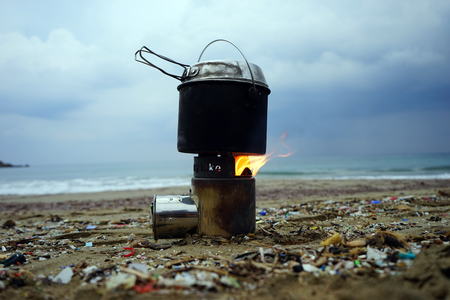Camping on the beach of North Cyprusの写真素材