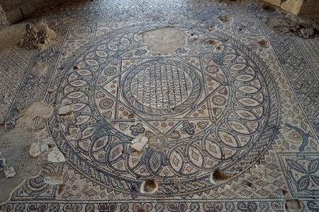 MADABA, JORDAN - CIURCA OCTOBER 2018 Mosaic floor inside Virgin Mary churchの写真素材
