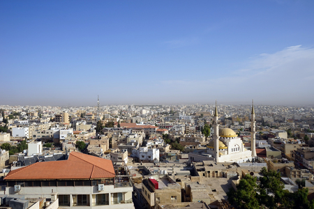 Big mosque in the old town of Madaba, Jordanの写真素材