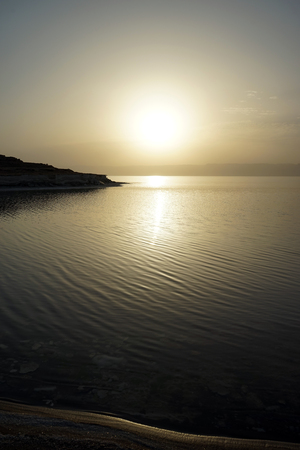 Sunset on the Dead sea in Jordanの写真素材