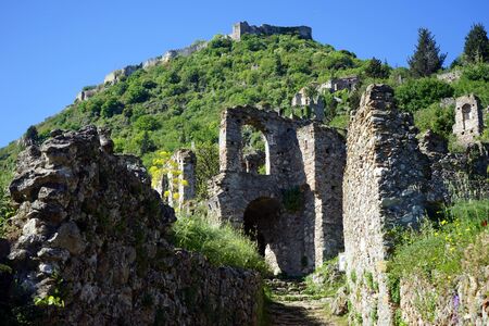 MYSTRAS, GREECE  CIRCA MAY 2019 Ruins on the hillの写真素材