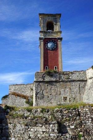 CORFU, GREECE - CIRCA MAY 2019 Clock tower in Old fortressのeditorial素材