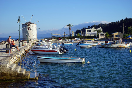 CORFU, GREECE - CIRCA MAY 2019 Coast near windmillのeditorial素材