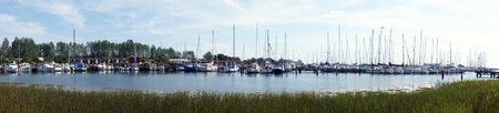 RONDE, DENMARK - CIRCA JULY 2019Marina near  Studstru power stationのeditorial素材