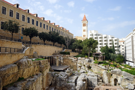 BEIRUT, LEBANON - CIRCA APRIL 2019 Ruins of Roman bathのeditorial素材