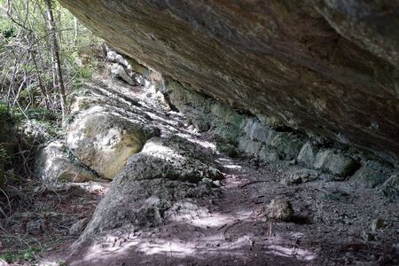 Cave in the forest in Crimeaの写真素材