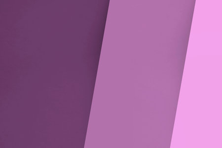 Abstract geometric paper background in purple and pink tone. Minimal concept.の写真素材