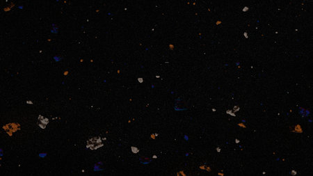 abstract black background with spots and stains of different sizes and colorsの写真素材