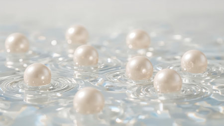 pearls on water surface, soft focus, shallow DOFの素材