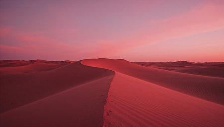 Sunset over the red sand dunes in the Sahara desert, Moroccoの素材
