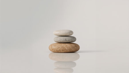 Stack of spa stones isolated on white background, zen concept.の素材