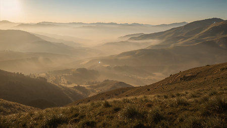 Sunrise over the mountains in the Pyrenees, Spain.の素材