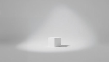 3d rendering of white podium for product presentation. Mockup for branding.の素材