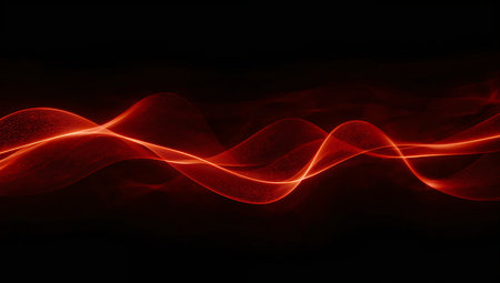 Abstract red smoke wave on black background with copy space for your textの素材