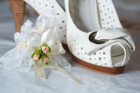 Shoes and garter of brideの写真素材