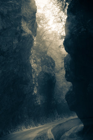 small road in mountainsの写真素材