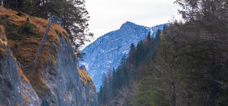 Austrian alps, Green meadows, alpine cottages and mountains