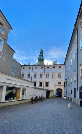 Austria, Salzburg old town- Streets, shops and buildings