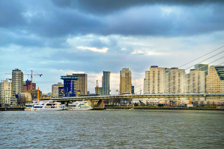 Roterdam city, The Netherlands- Architectural capital with harbour and Erasmus Bridge, Rotterdam...