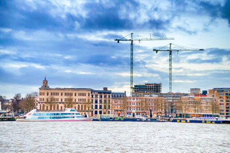 Roterdam city, The Netherlands- Architectural capital with harbour and Erasmus Bridge, Rotterdam Skylinesのeditorial素材