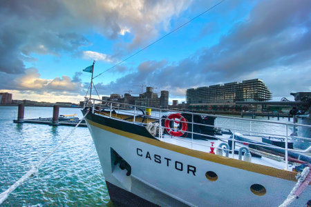 Roterdam city, The Netherlands- Architectural capital with harbour and Erasmus Bridge, Rotterdam Skylinesのeditorial素材