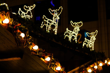 Illuminated christmas tree illuminated garlandの写真素材
