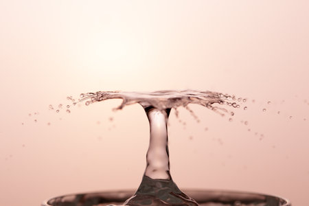 Water Drop with Ripples on water surfaceの写真素材