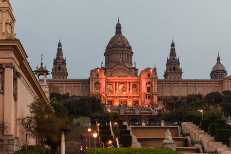 Palau Nacional Palau Nacional (National Palace) in Barcelonaのeditorial素材