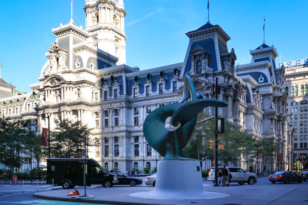 Philadelphia, Pennsylvania in the United States, City skylineのeditorial素材