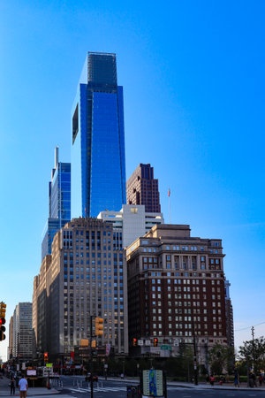 Philadelphia, Pennsylvania in the United States, City skylineのeditorial素材