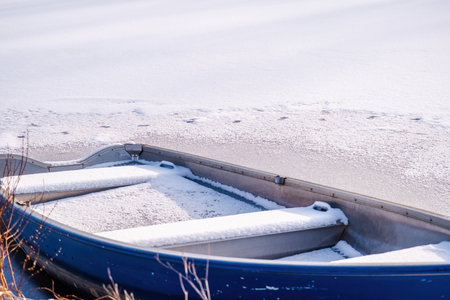 Winter in park, snow fairy tail, cold dayの写真素材