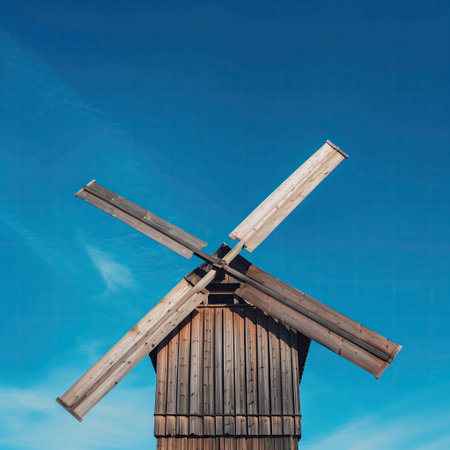 Old wooden windmill, countryside, landmark, traditionalの素材