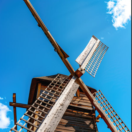 Old wooden windmill, countryside, landmark, traditionalの素材