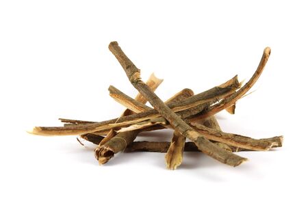 Willow bark (Salix alba) isolated on white.の写真素材