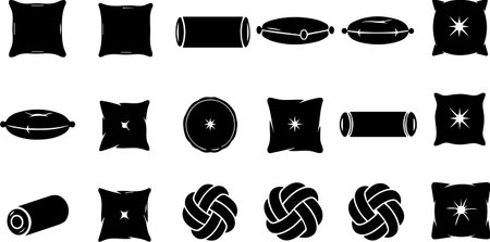 A diverse array of cushion and pillow silhouettes in various shapes.のイラスト素材
