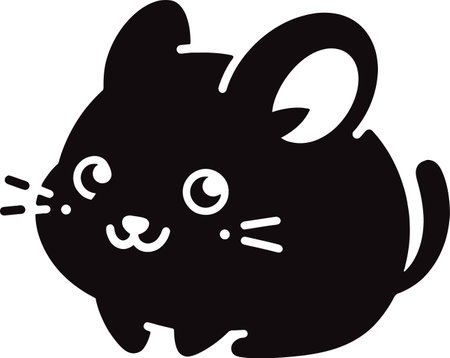 Black silhouette of a cute cat on a white background. Vector illustrationのイラスト素材