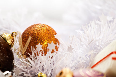 Christmas golden ballの写真素材