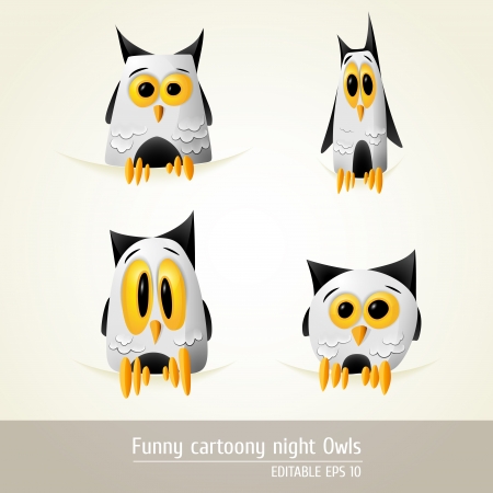 Funny Cartoony night owls   のイラスト素材
