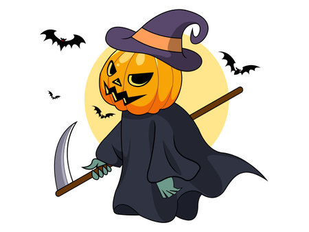 Cute Halloween Spooky Pumpkin Dark Bat Wings Vectorのイラスト素材