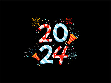 New Year 2024 in Flat Designのイラスト素材