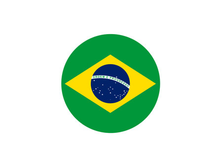 Brazil flag circle icon over white background, flat style, vector illustrationのイラスト素材