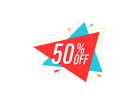 Discount Label up to 50% off Vector Template Design Illustrationのイラスト素材