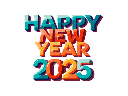 Happy New Year 2025 text design. Greeting card template.のイラスト素材