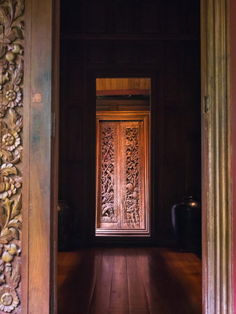 Look inside a House of Jim Thompson. Thai Silk Museum in Bangkok, Thailand.のeditorial素材