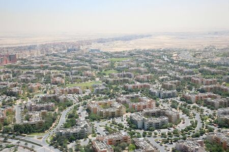 New residence villas covered desert of Dubaiの写真素材