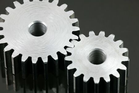 Set of Cog-wheel on Black Backgroundの写真素材