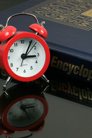 Alarm Clock with Encyclopedia on Glass