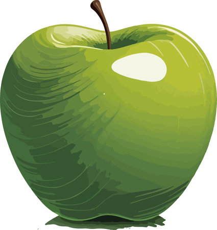 Illustration of a green apple on a white background, vector illustrationのイラスト素材