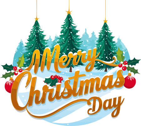 Merry Christmas and Happy New Year greeting card with lettering.のイラスト素材