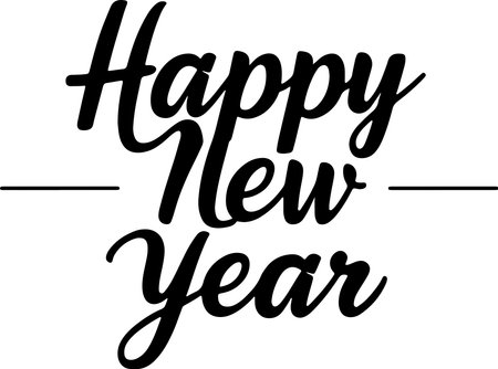 Happy New Year lettering text sign illustration on a white background.のイラスト素材